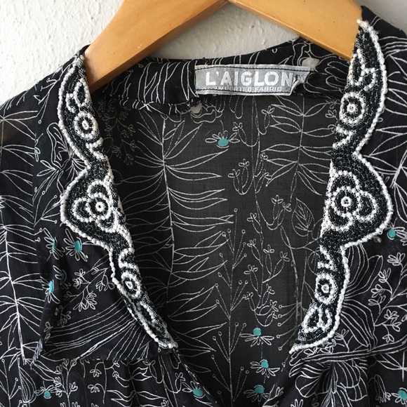 Vintage Sheer Embroidered Dress with Belt. Size 8/10 - Picture 2 of 8